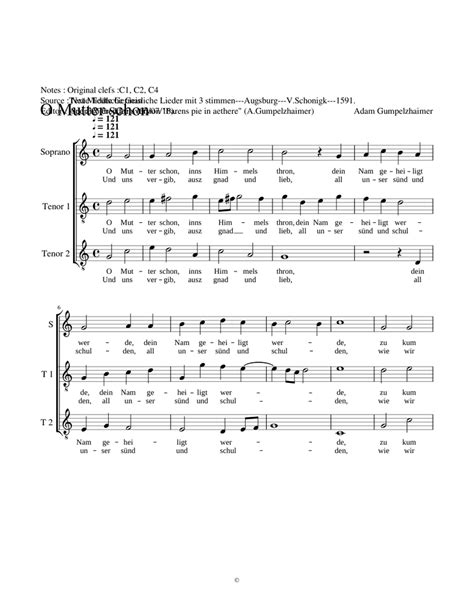 O Mutter schon (Adam Gumpelzhaimer) - ChoralWiki