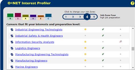 O Net Career Assessment