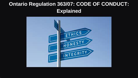 O Reg 363/07 Code of Conduct CanLII