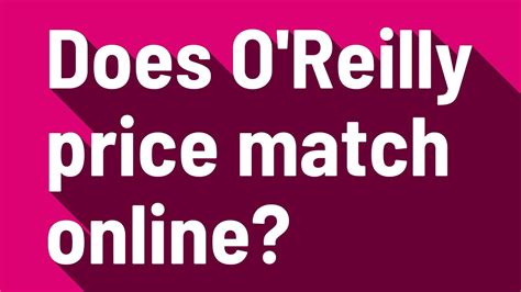 O Reilly Price Match