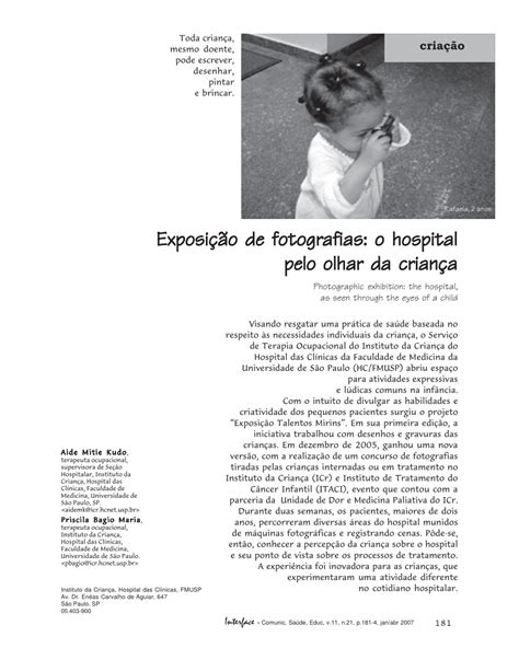 O hospital pelo olhar da criança. - Leopoldo torres-aguero en el museo nacional (catalogo).