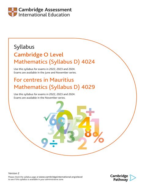 O level maths syllabus pdf.  The latest syllabus is version 2, published February 2024.  Sy...