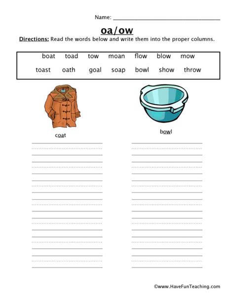 OA OW Worksheet Have Fun Teaching