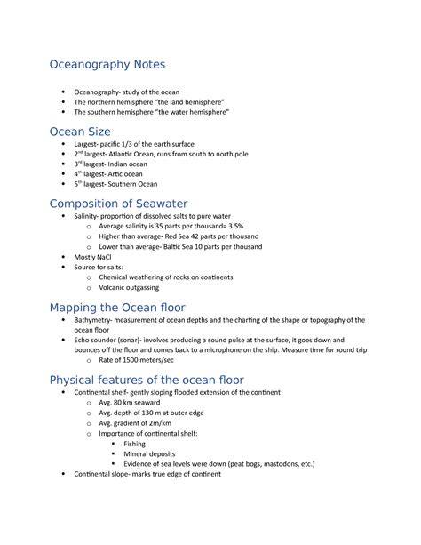 Oceanography – Notes and Study Guides - raincitystudios.com