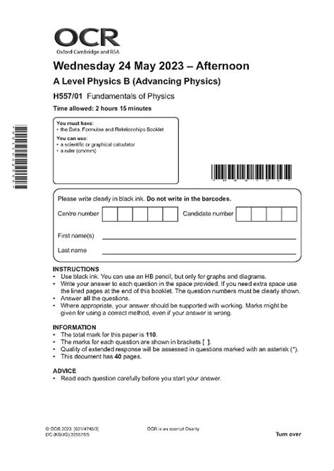 OCR A LEVEL PHYSICS B PAPER 1, 2& 3 JUNE 2024 OFFICIAL QUESTION PAPERS