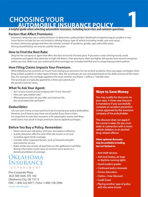 OKLAHOMA INSURANCE DEPARTMENT RATE AND FORM …