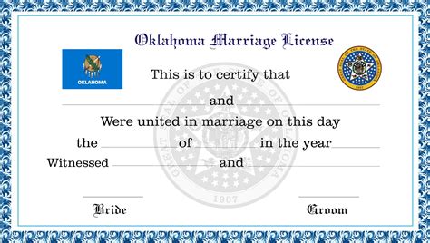 OKLAHOMA MARRIAGE LICENSE INFORMATION