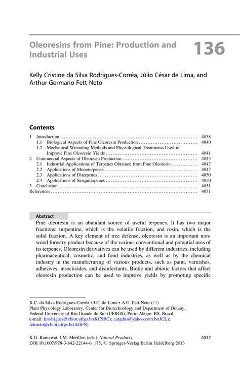 Oleoresins from Pine: Production and Industrial Uses - Springer - raincitystudios.com