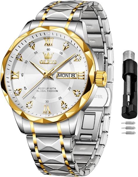 OLEVS Watches for Men Diamond Date Day Calendar White Wrist Watches ... - muktibox.com