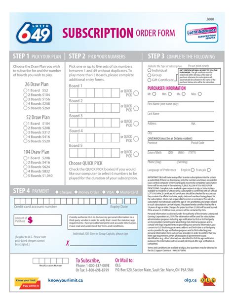 OLG Subscription Form PDF Gift Card Cheque