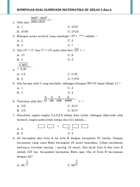 OLIMPIADE MATEMATIKA SD Kumpulan Soal & Pembahasan JILID 1 - wintechmobiles.com