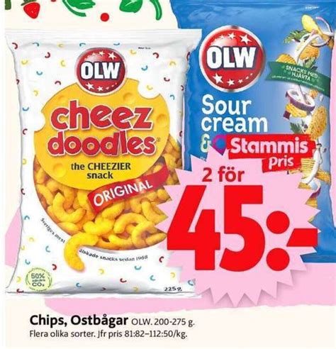 OLW chips. och ostbågar erbjudande hos Lidl