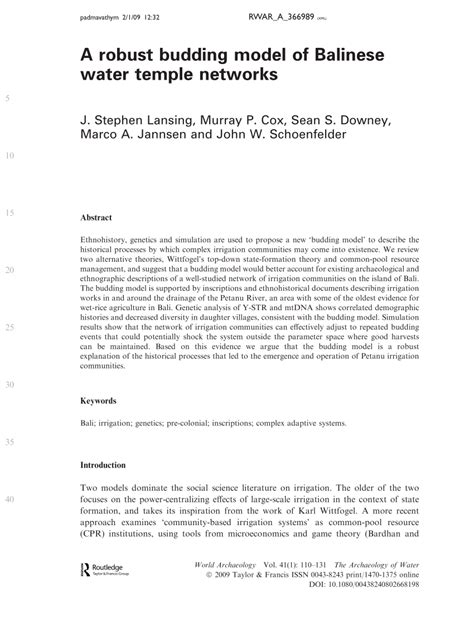 On Modeling Balinese Water Temple Networks as Complex Adaptive Systems - wintechmobiles.com