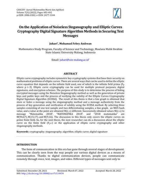On the Application of Noiseless Steganography and Elliptic Curves ... - wintechmobiles.com