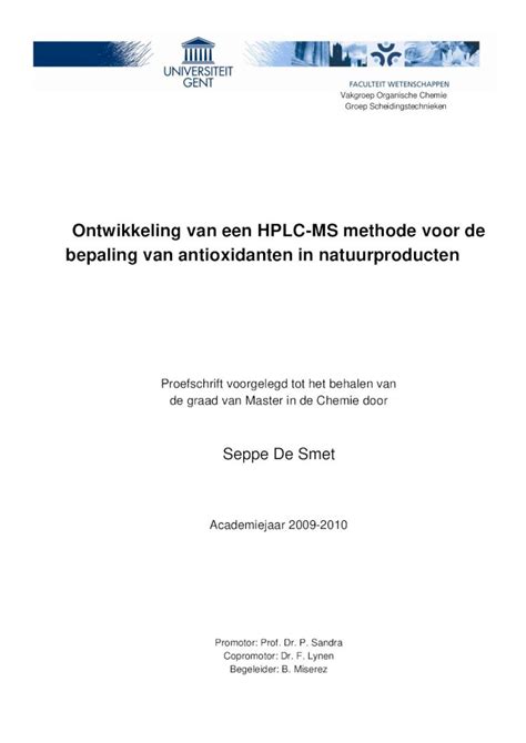 ONTWIKKELING VAN EEN LC-MS/MS METHODE VOOR …