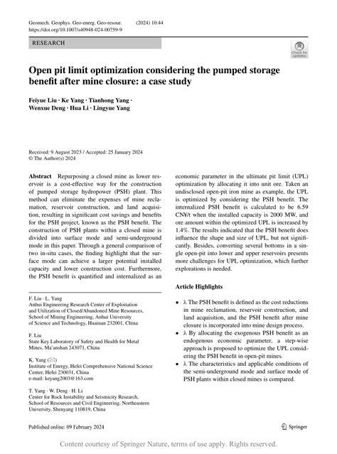Open pit limit optimization considering the pumped storage ... - Springer - raincitystudios.com