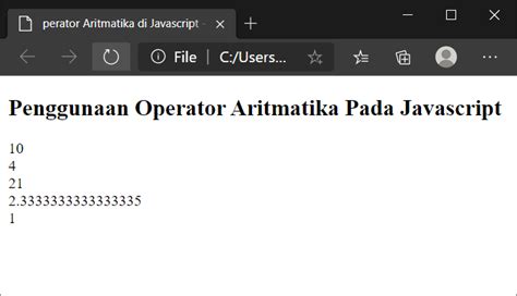 Operator Aritmatika Pada Javascript - Adin Yahya - wintechmobiles.com