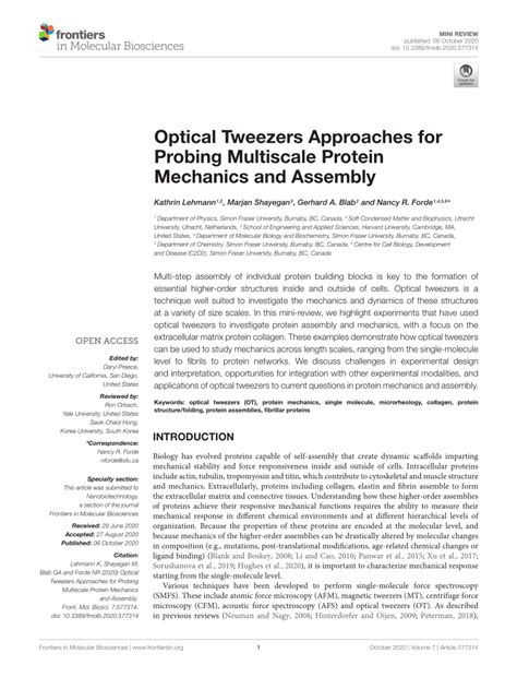Optical Tweezers Approaches for Probing Multiscale … - wintechmobiles.com