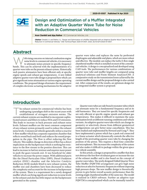 Optimization Design of Muffler External Geometry Integrated with ... - wintechmobiles.com