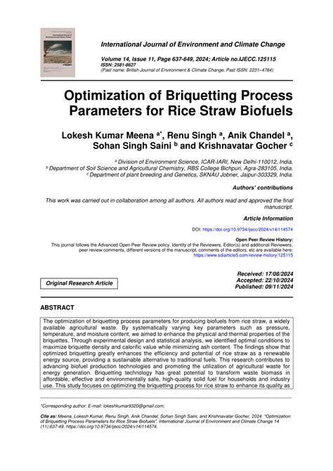 Optimization of briquetting parameters and their effects on ... - raincitystudios.com