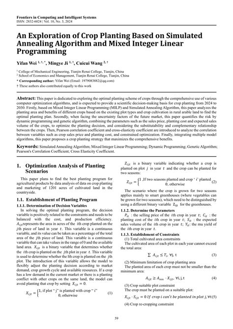 Optimization of Crop Planting Strategy Based on Mixed-Integer ... - wintechmobiles.com