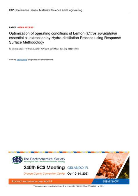 Optimization of operating conditions of Lemon (Citrus … - raincitystudios.com