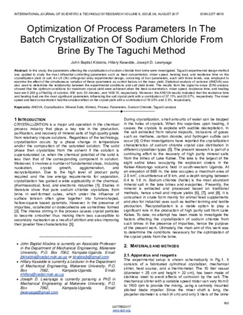 Optimization Of Process Parameters In The Batch Crystallization Of ... - wintechmobiles.com