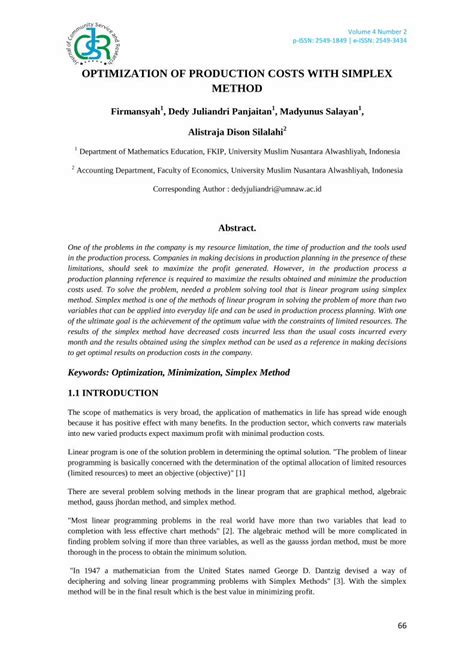 OPTIMIZATION OF PRODUCTION COSTS WITH SIMPLEX METHOD - wintechmobiles.com