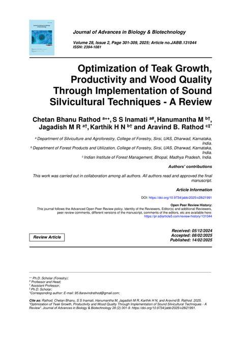 Optimization of Teak Growth, Productivity and Wood quality through ... - raincitystudios.com