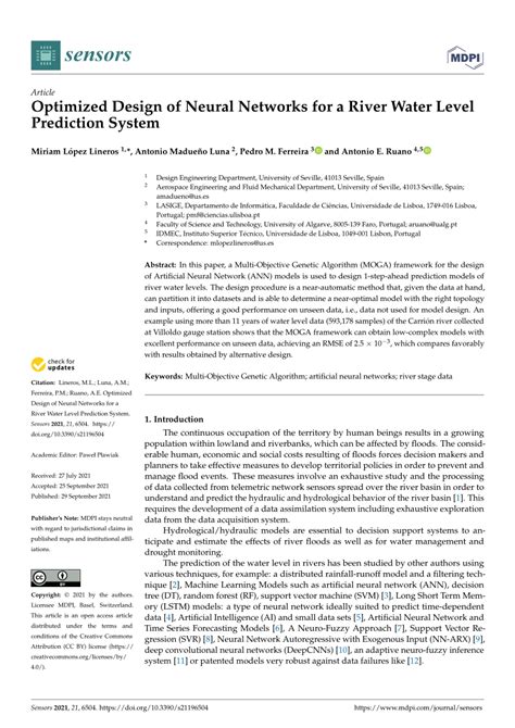 Optimized Design of Neural Networks for a River Water Level Prediction ... - coolestguyplanet.net