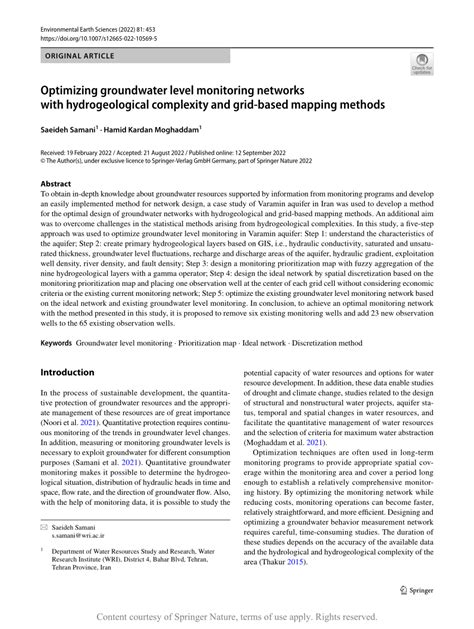Optimizing groundwater level monitoring networks with hydrogeological ... - wintechmobiles.com