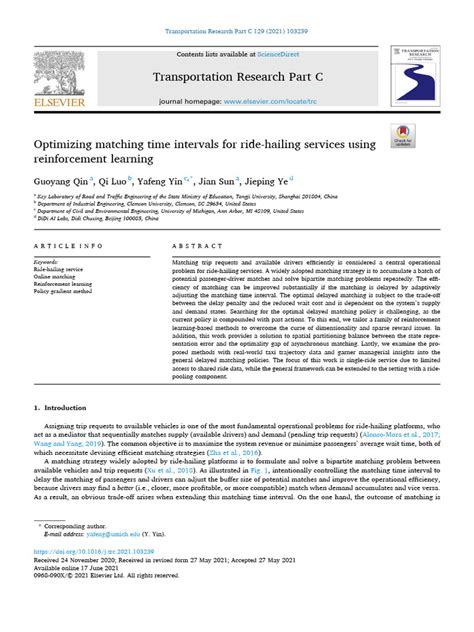 Optimizing matching time intervals for ride-hailing services using ... - coolestguyplanet.net