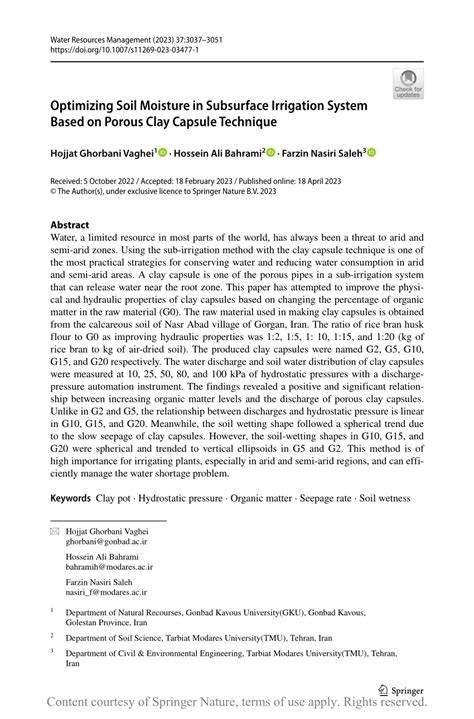 Optimizing Soil Moisture in Subsurface Irrigation System Based on ... - raincitystudios.com