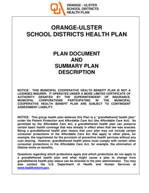 ORANGE-ULSTER SCHOOL DISTRICTS HEALTH PLAN