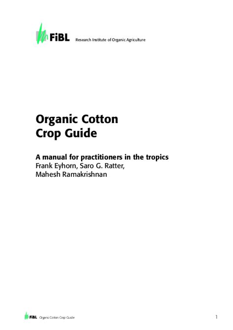 Organic Cotton Crop Guide - FiBL - raincitystudios.com