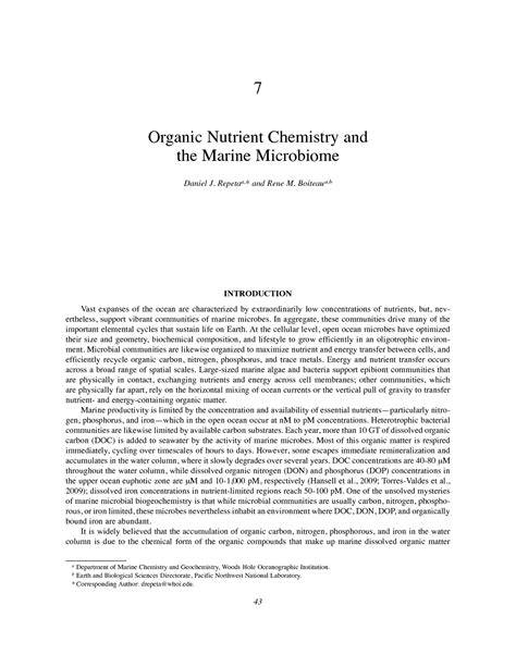Organic Nutrient Chemistry and the Marine Microbiome - raincitystudios.com