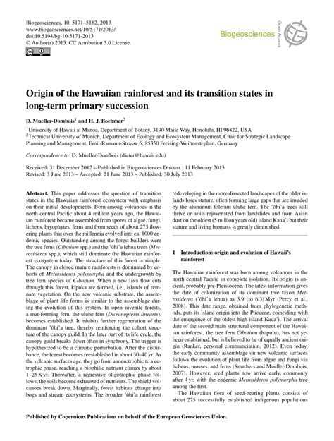 Origin of the Hawaiian rainforest and its transition states in long ... - raincitystudios.com