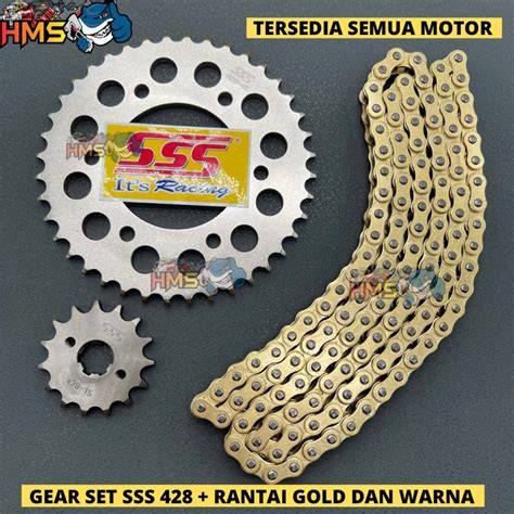 Original Gear SSS Set 415 + Rantai Gold Polos untuk motor Supra Fit ... - raincitystudios.com
