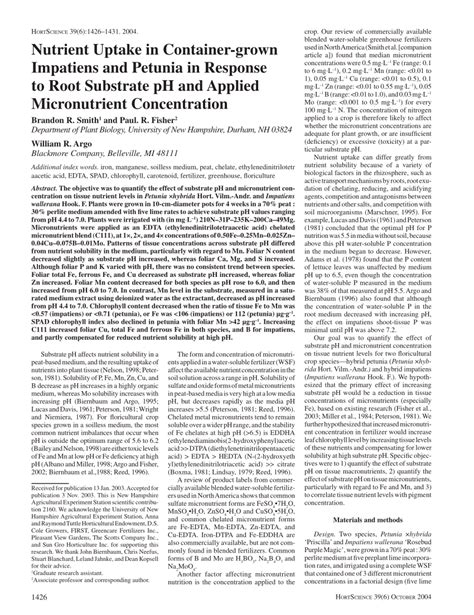 ORT Nutrient Uptake in Container-grown Impatiens and …