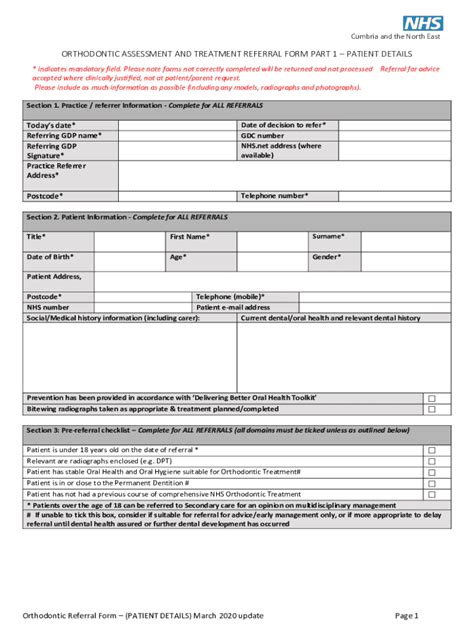 ORTHODONTIC ASSESSMENT AND TREATMENT REFERRAL …