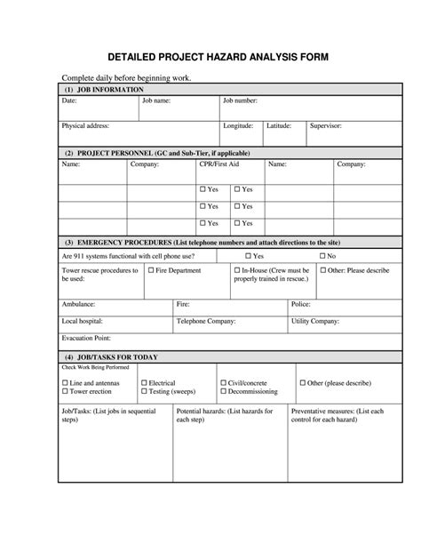 OSHA Detailed Project Hazard Analysis Fill and Sign Printable