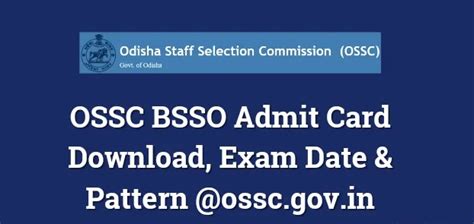 OSSC BSSO Admit Card 2022 Released Download Exam Date amp Pattern ossc gov in