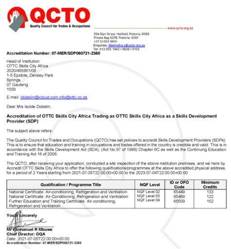 OTTC Ammonia Diploma