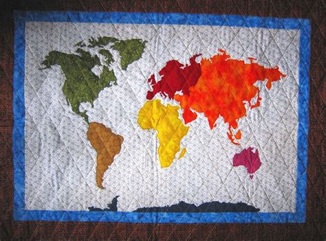 OUR WORLD Patchwork Map Quilt Pattern Full Sized Templates and
