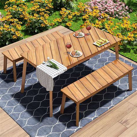 Outdoor Furniture Patio Picnic Table - Wooden … - raincitystudios.com