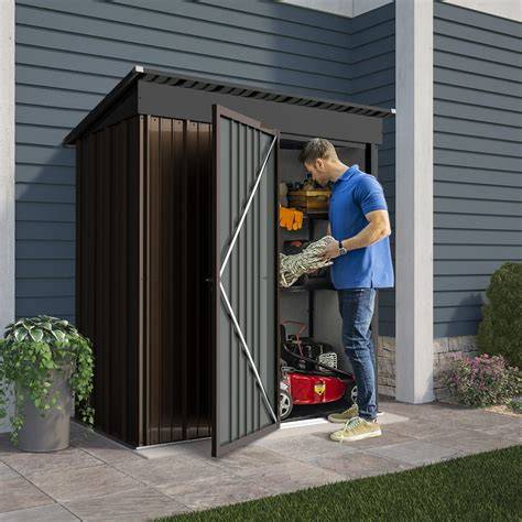 Outdoor Storage Shed Garden Tool Shed Anthracite Galvanized Steel ... - raincitystudios.com