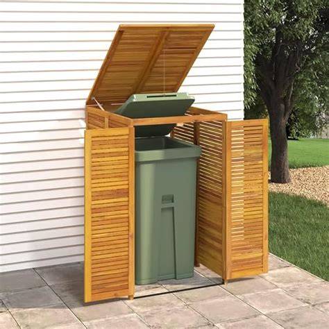 Outdoor Wooden Trash Bin Storage Shed, Acacia … - raincitystudios.com