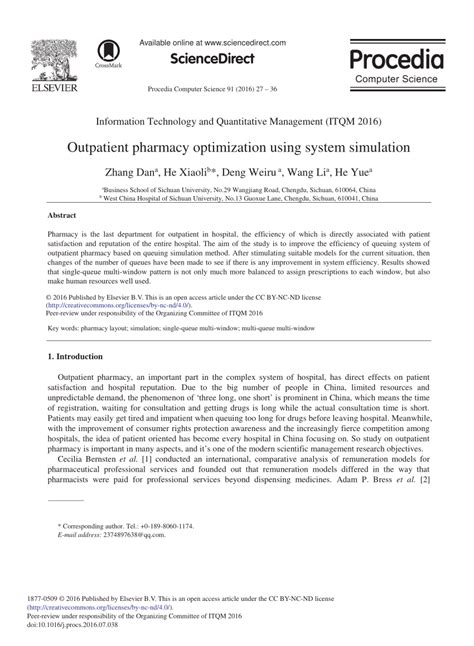 Outpatient Pharmacy Optimization Using System Simulation - wintechmobiles.com