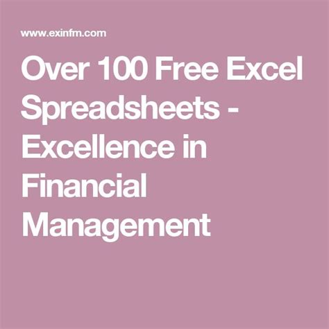 Over 100 Free Excel Spreadsheets - Excellence in Financial ... - exinfm - wintechmobiles.com
