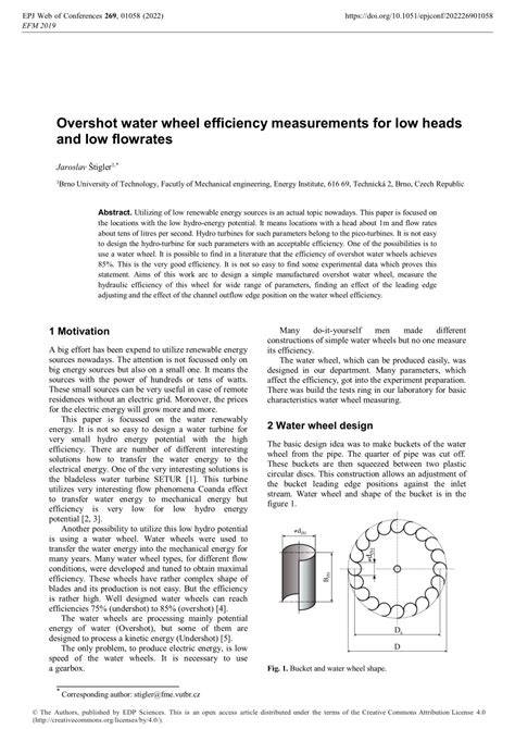 Overshot water wheel efficiency measurements for low heads and low ... - raincitystudios.com